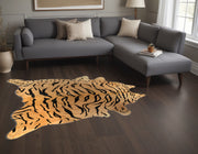 5' X 7' Black And Orange Cowhide Area Rug-Area Rugs-DECOROLALA