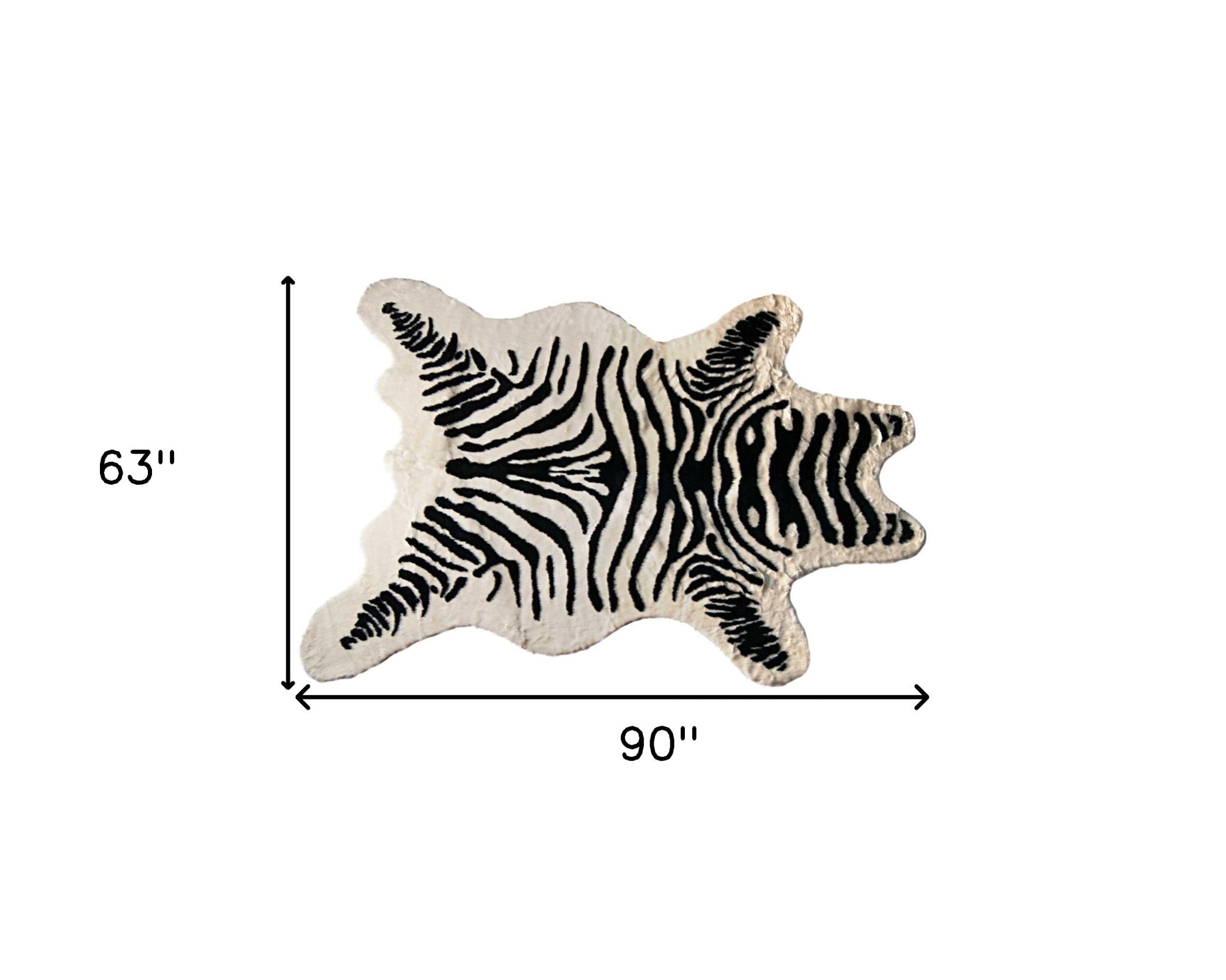 5' X 7' Black And White Faux Cowhide Zebra Print Area Rug-Area Rugs-DECOROLALA