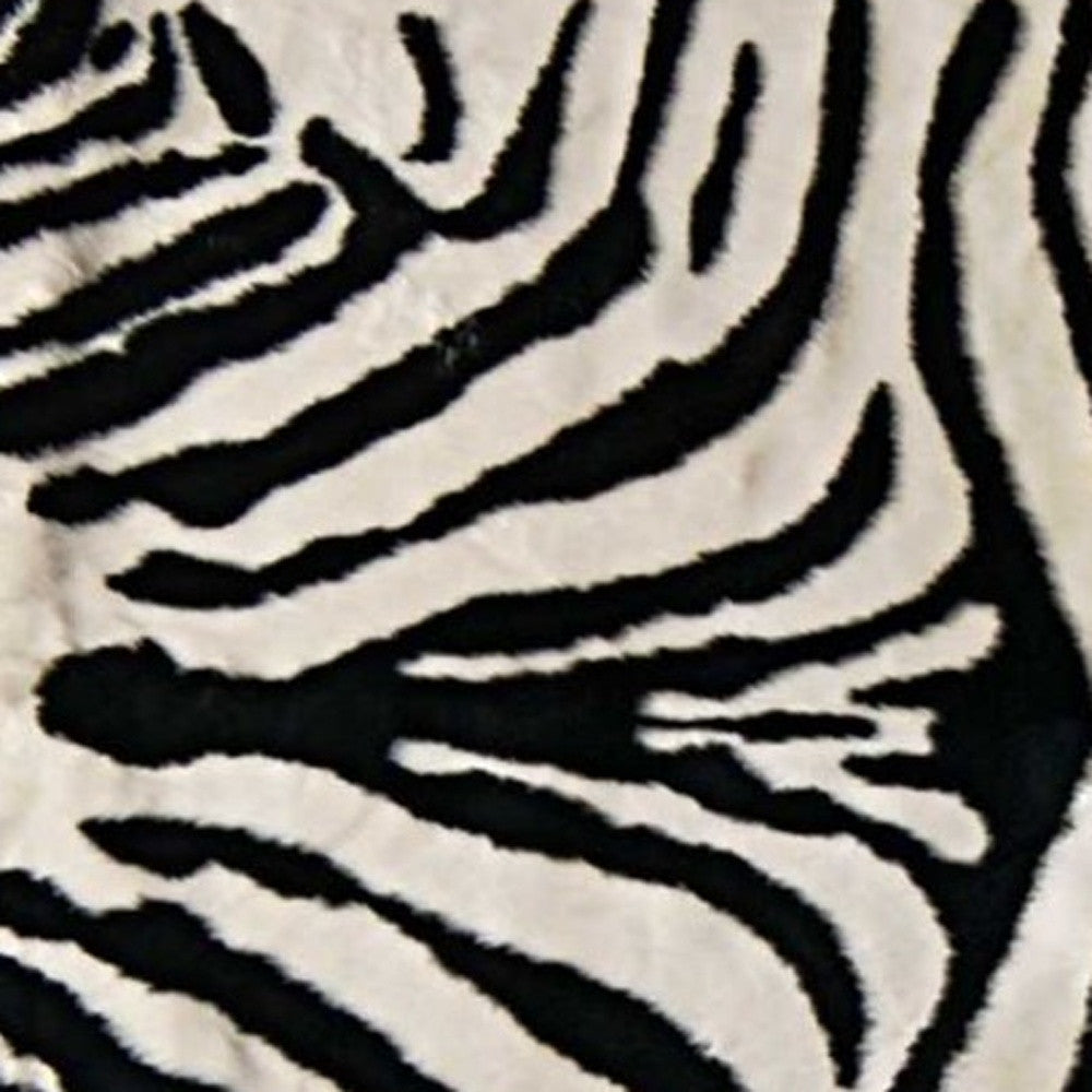 5' X 7' Black And White Faux Cowhide Zebra Print Area Rug-Area Rugs-DECOROLALA