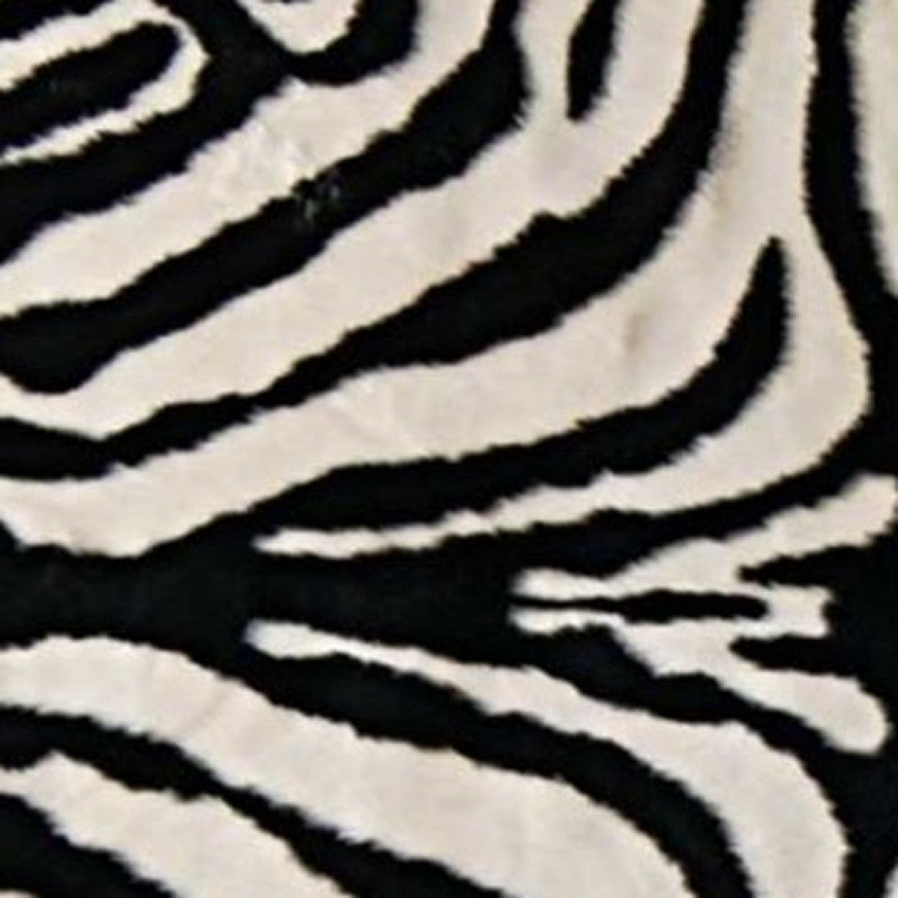 5' X 7' Black And White Faux Cowhide Zebra Print Area Rug-Area Rugs-DECOROLALA