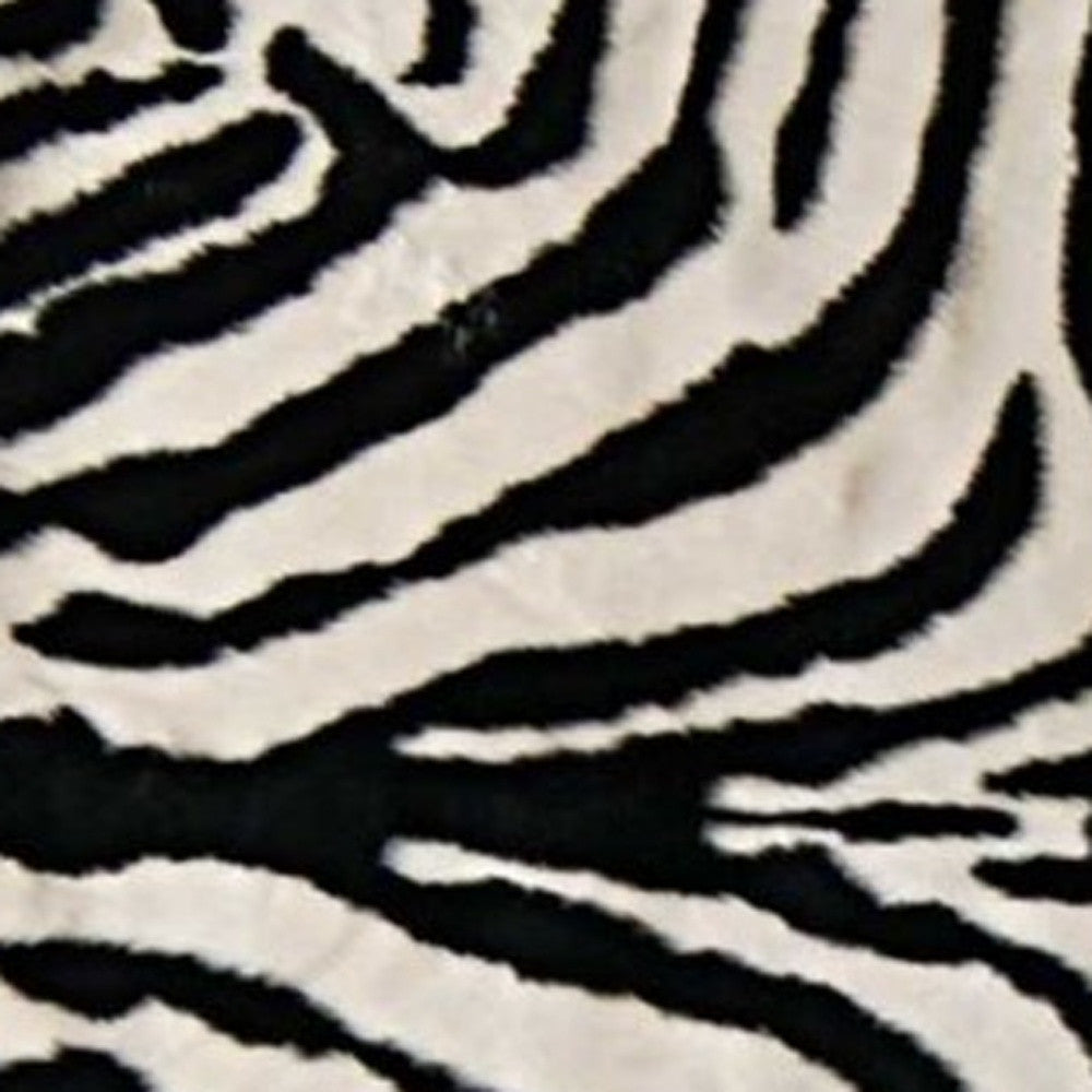 5' X 7' Black And White Faux Cowhide Zebra Print Area Rug-Area Rugs-DECOROLALA