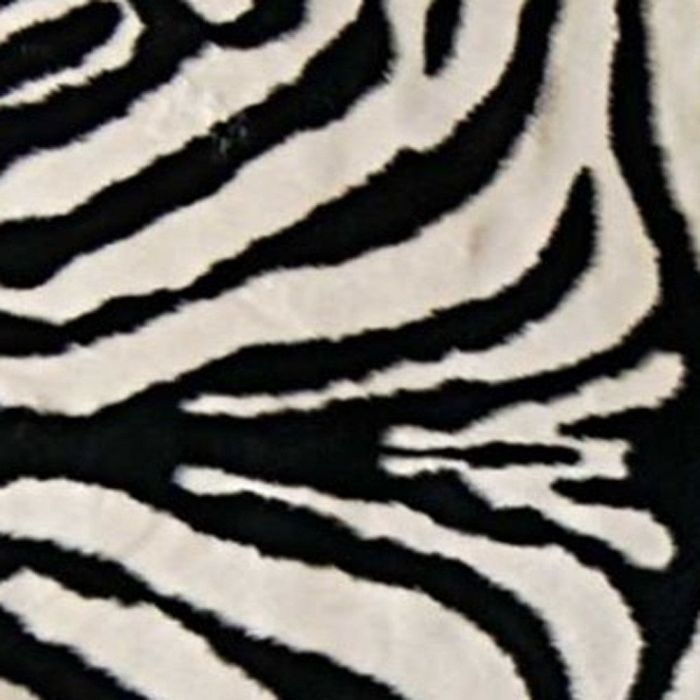 5' X 7' Black And White Faux Cowhide Zebra Print Area Rug-Area Rugs-DECOROLALA