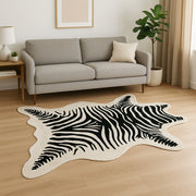 5' X 7' Black And White Faux Cowhide Zebra Print Area Rug-Area Rugs-DECOROLALA