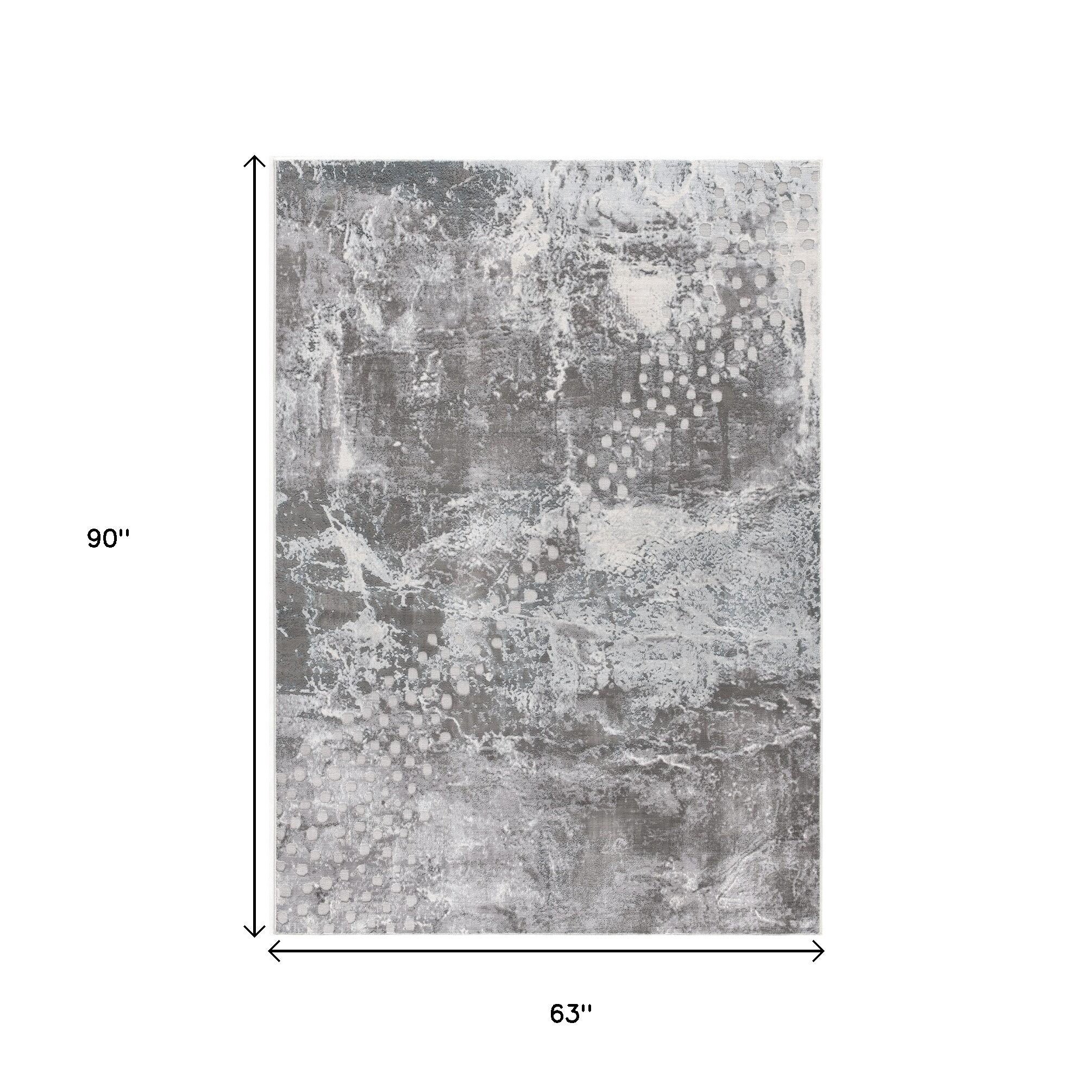 5' X 7' Blue Abstract Power Loom Area Rug-Area Rugs-DECOROLALA