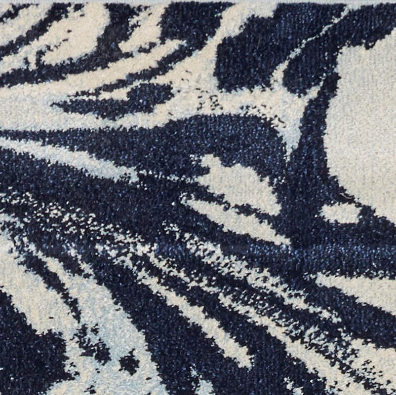 5' X 7' Blue And Ivory Abstract Area Rug-Area Rugs-DECOROLALA