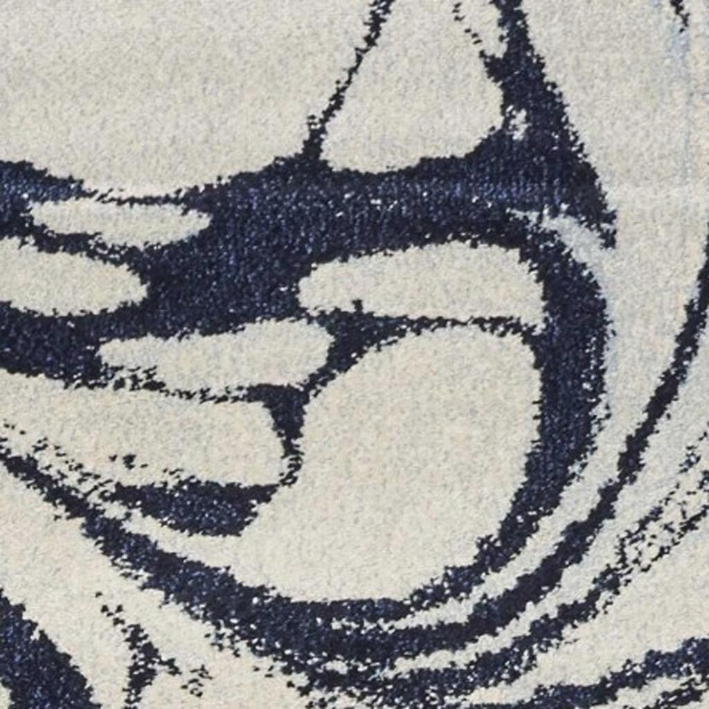 5' X 7' Blue And Ivory Abstract Area Rug-Area Rugs-DECOROLALA