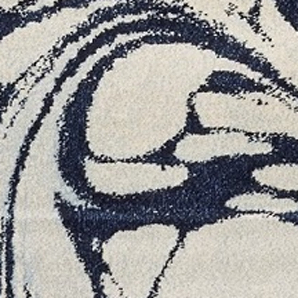 5' X 7' Blue And Ivory Abstract Area Rug-Area Rugs-DECOROLALA