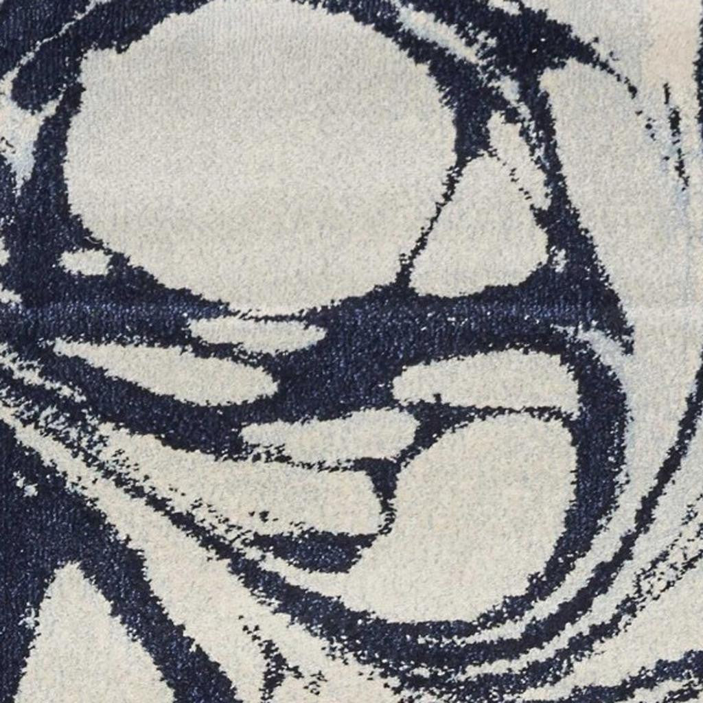 5' X 7' Blue And Ivory Abstract Area Rug-Area Rugs-DECOROLALA