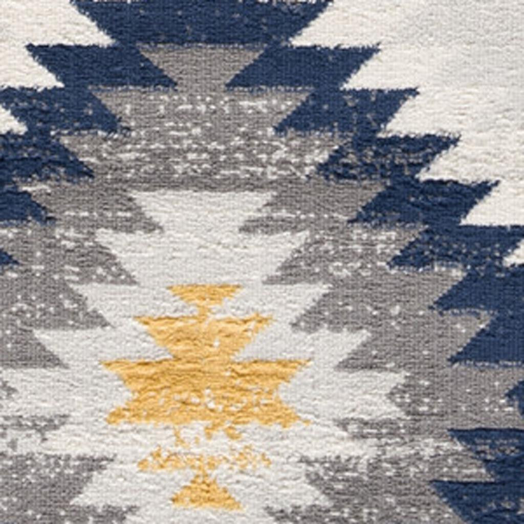 5' X 7' Blue Ikat Kilim Area Rug-Area Rugs-DECOROLALA