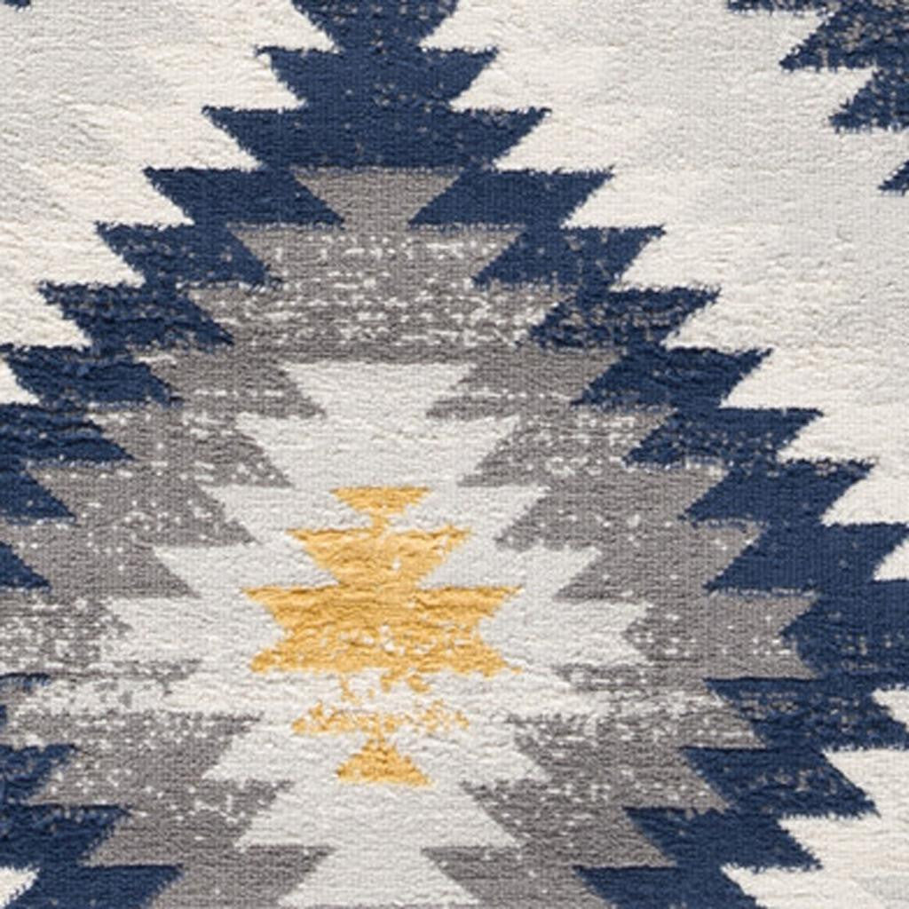 5' X 7' Blue Ikat Kilim Area Rug-Area Rugs-DECOROLALA