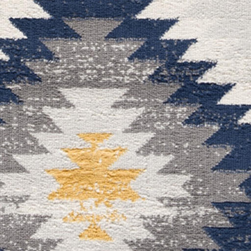 5' X 7' Blue Ikat Kilim Area Rug-Area Rugs-DECOROLALA