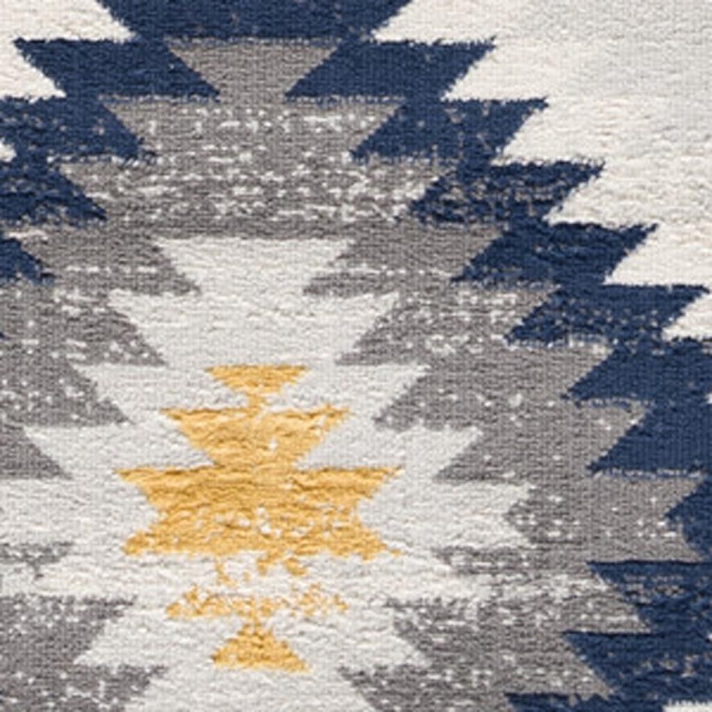 5' X 7' Blue Ikat Kilim Area Rug-Area Rugs-DECOROLALA