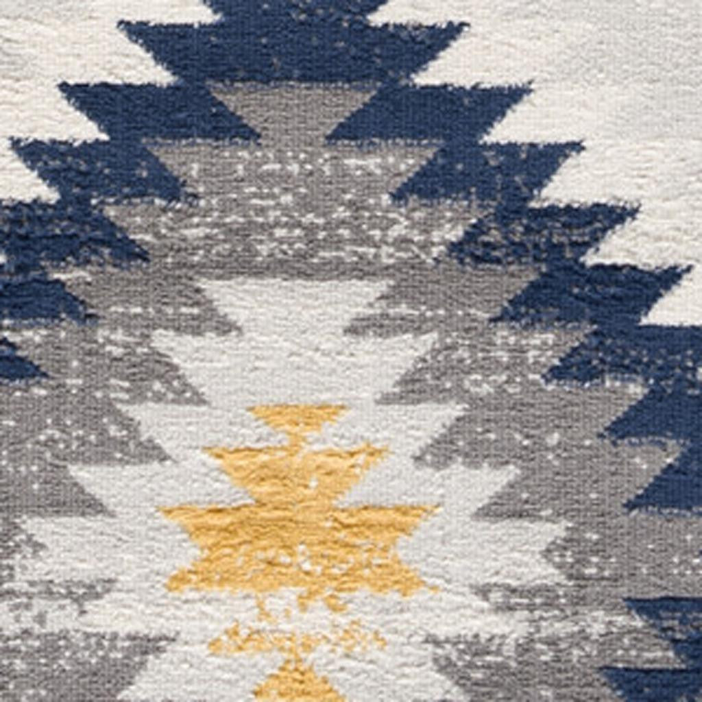 5' X 7' Blue Ikat Kilim Area Rug-Area Rugs-DECOROLALA