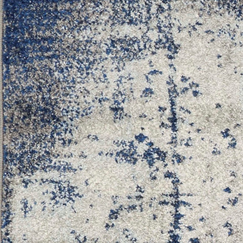 5' X 7' Blue Ivory And Gray Abstract Area Rug-Area Rugs-DECOROLALA