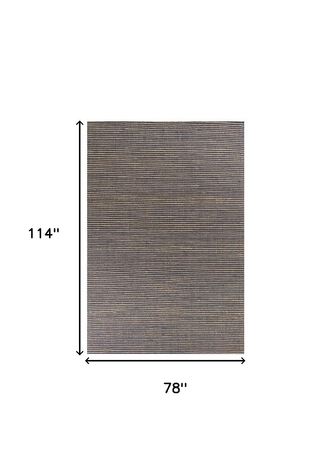 5' X 7' Blue Wool Abstract Hand Woven Area Rug-Area Rugs-DECOROLALA