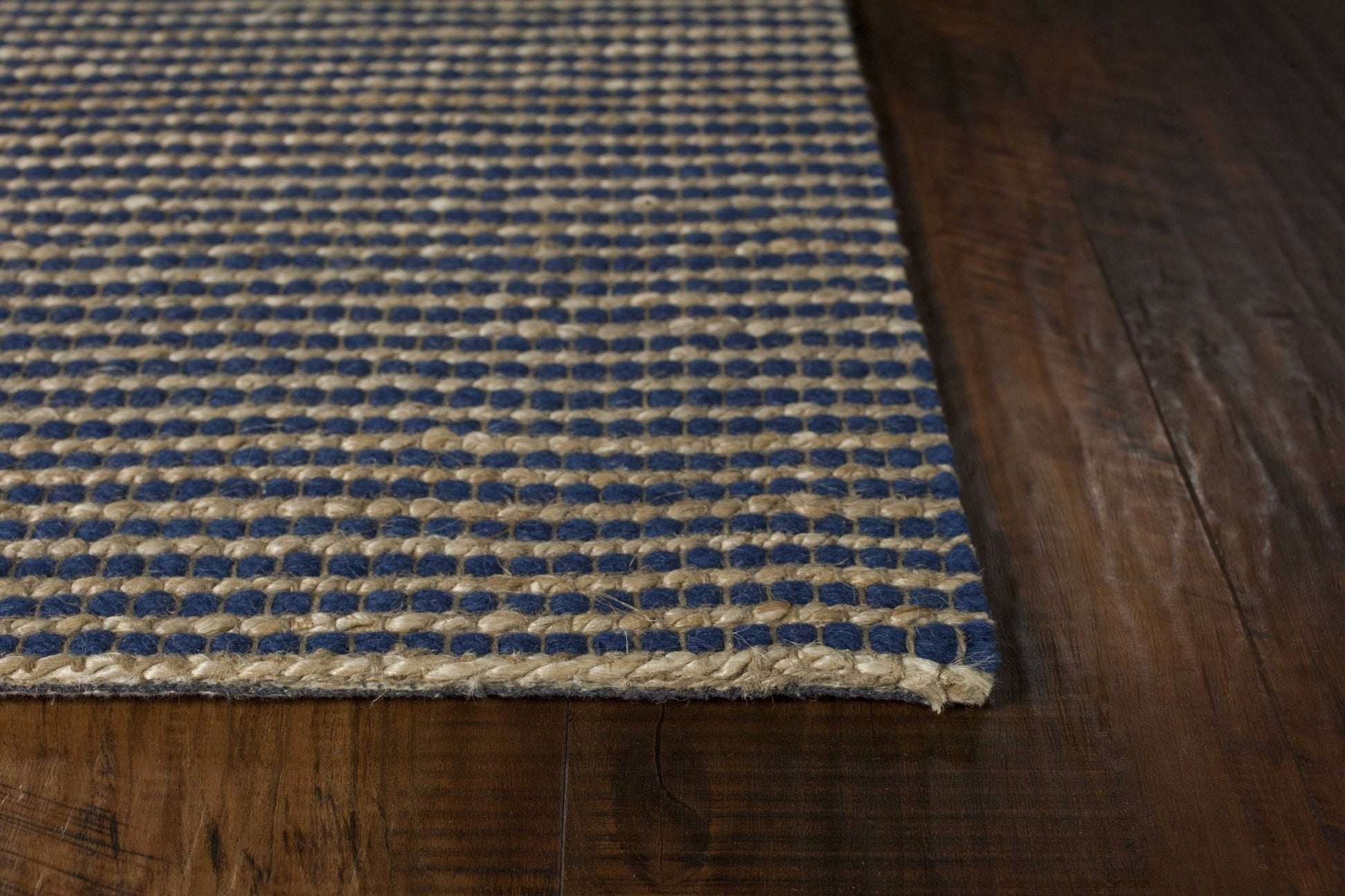 5' X 7' Blue Wool Abstract Hand Woven Area Rug-Area Rugs-DECOROLALA