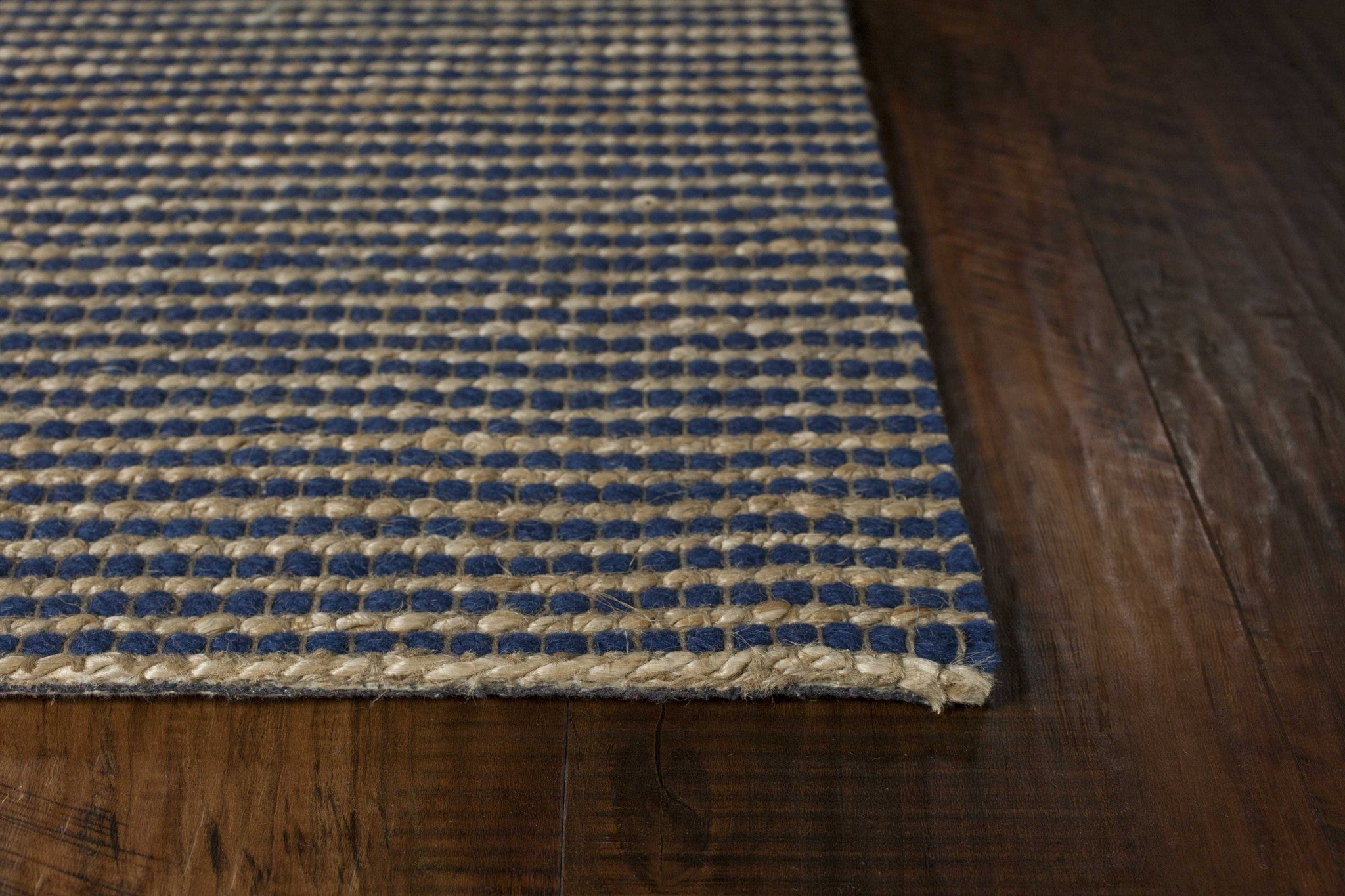 5' X 7' Blue Wool Abstract Hand Woven Area Rug-Area Rugs-DECOROLALA