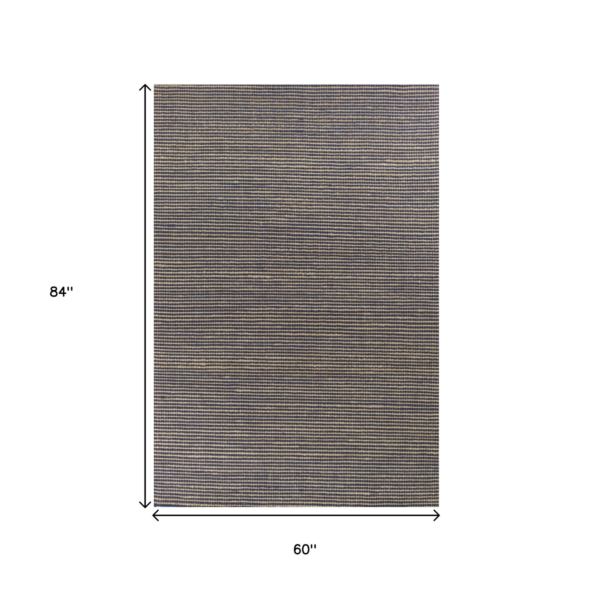 5' X 7' Blue Wool Abstract Hand Woven Area Rug-Area Rugs-DECOROLALA