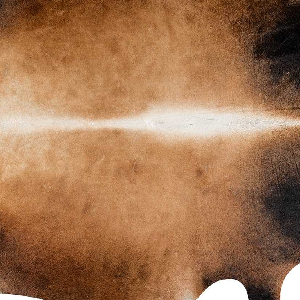 5' X 7' Brown And Black Cowhide Cowhide Print Area Rug-Area Rugs-DECOROLALA