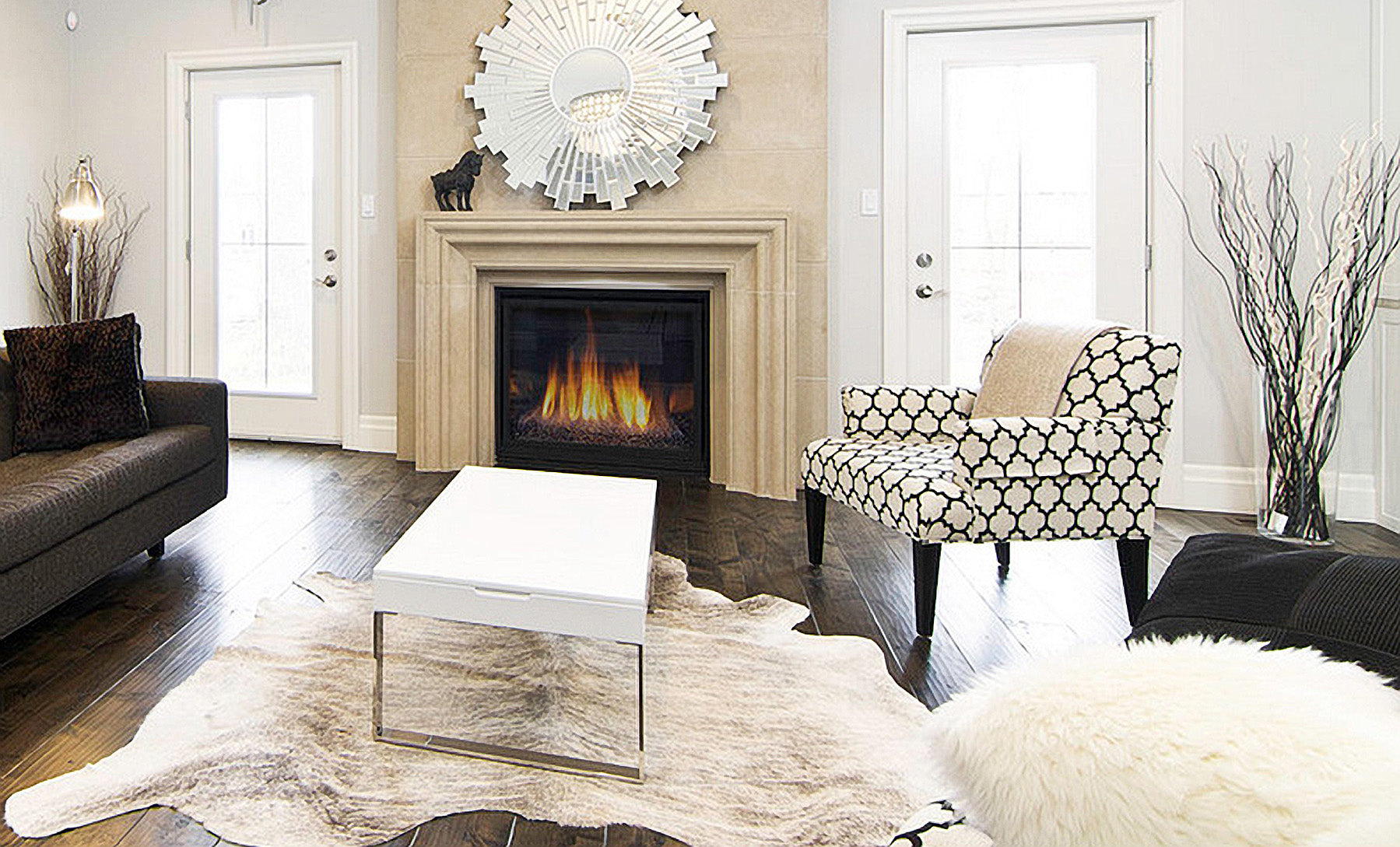 5' X 7' Brown And Black Cowhide Cowhide Print Area Rug-Area Rugs-DECOROLALA