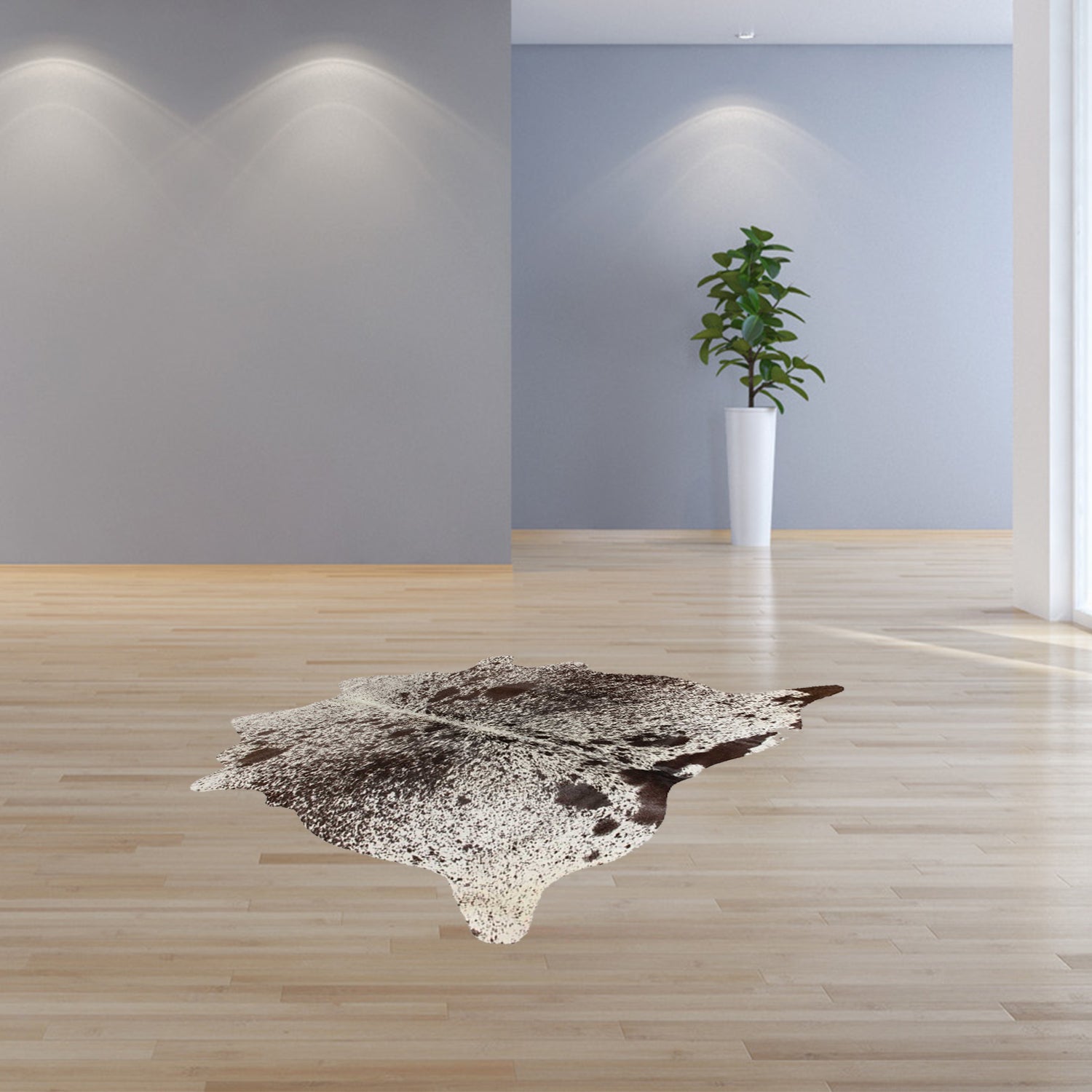 5' X 7' Brown And White Cowhide Area Rug-Area Rugs-DECOROLALA