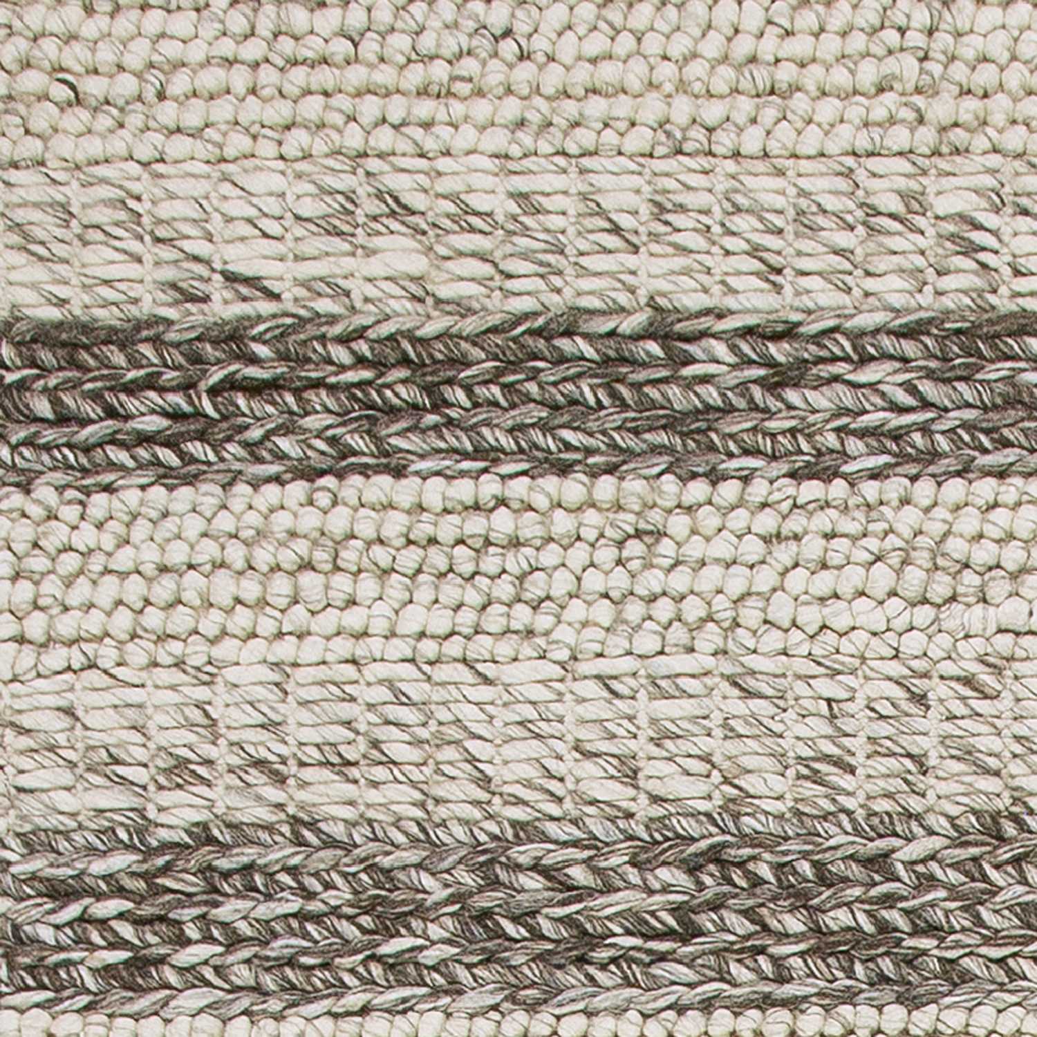 5' X 7' Brown Gray And Ivory New Zealand Lambs Wool Striped Hand Woven Area Rug-Area Rugs-DECOROLALA