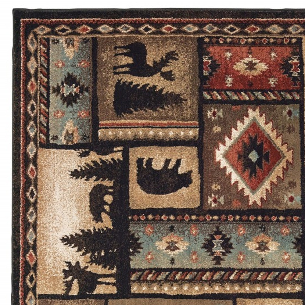 5' X 7' Brown and Black Area Rug-Area Rugs-DECOROLALA