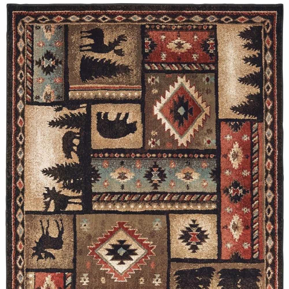 5' X 7' Brown and Black Area Rug-Area Rugs-DECOROLALA