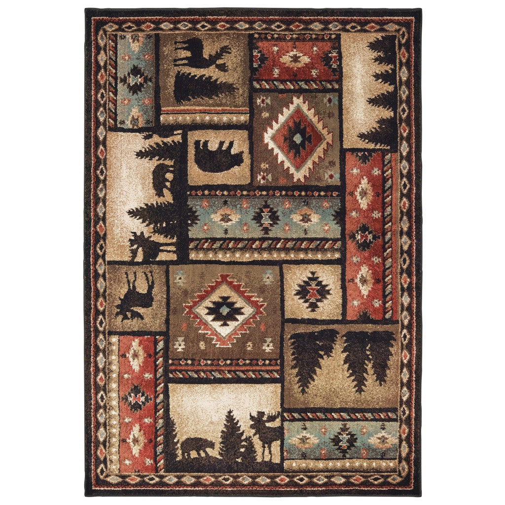 5' X 7' Brown and Black Area Rug-Area Rugs-DECOROLALA