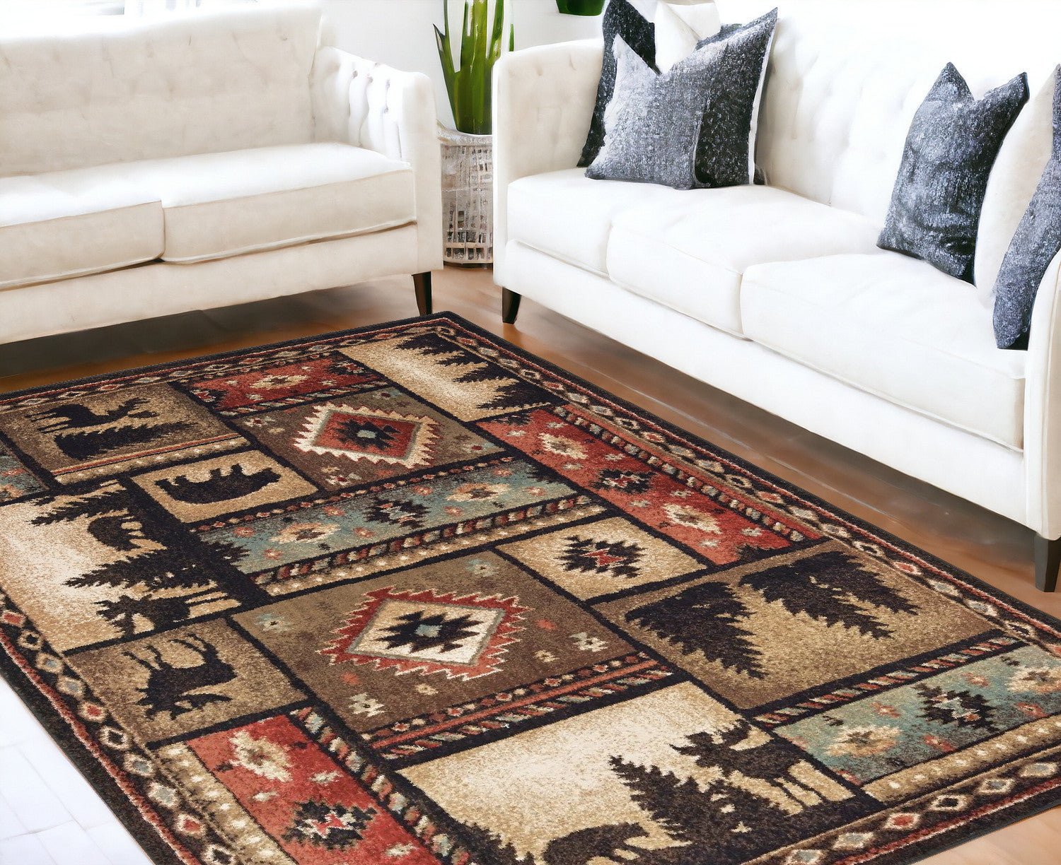 5' X 7' Brown and Black Area Rug-Area Rugs-DECOROLALA