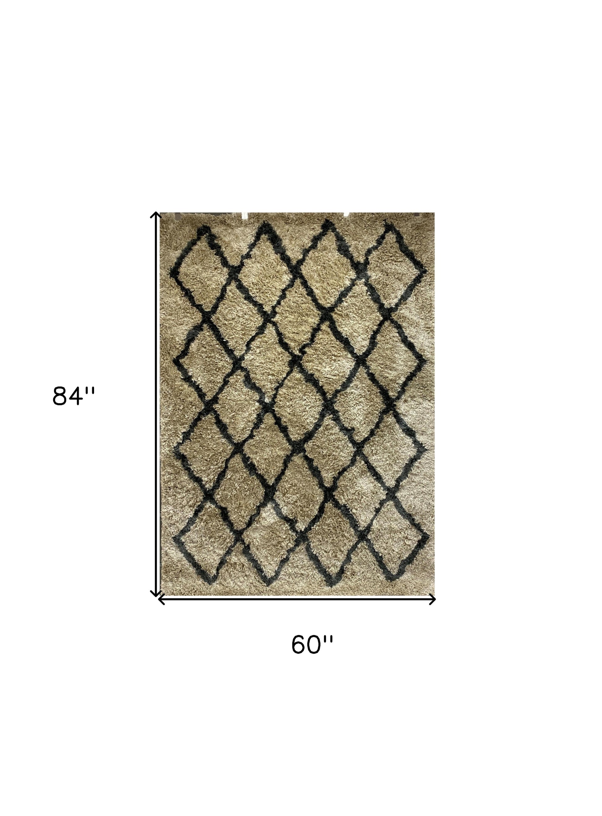 5' X 7' Cream and Black Lattice Area Rug-Area Rugs-DECOROLALA