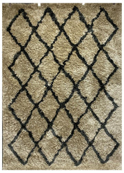 5' X 7' Cream and Black Lattice Area Rug-Area Rugs-DECOROLALA