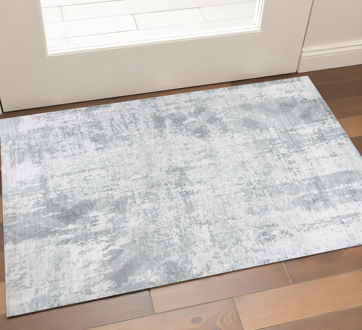 5' X 7' Dark Gray And Light Gray Abstract Hand Loomed Area Rug-Area Rugs-DECOROLALA