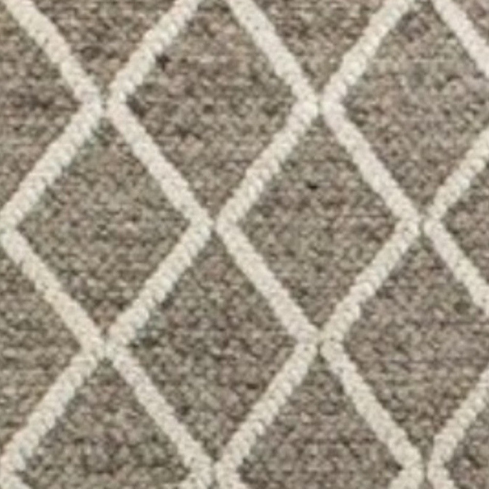 5' X 7' Dark Gray and Ivory Wool Diamond Hand Woven Berber Area Rug-Area Rugs-DECOROLALA
