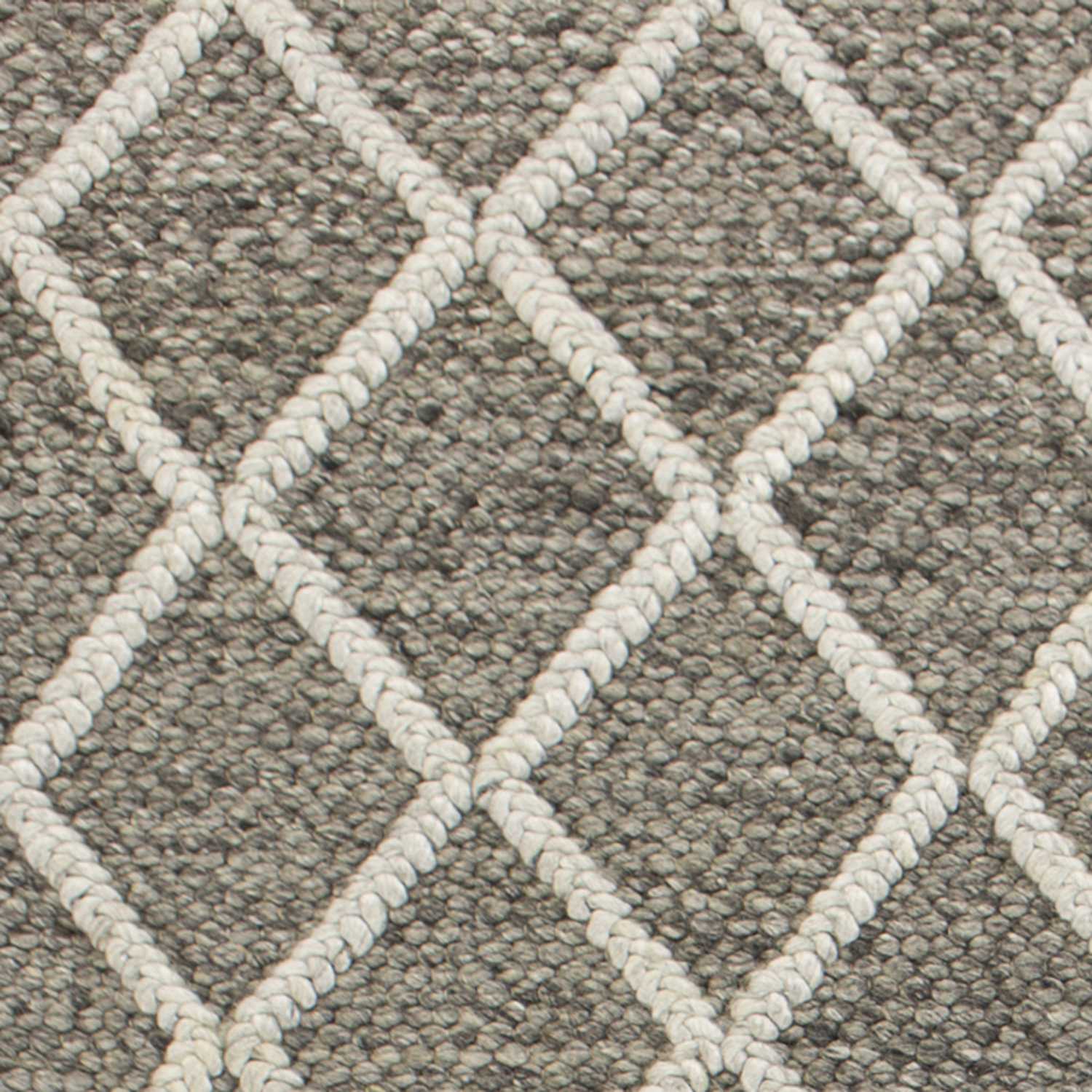 5' X 7' Dark Gray and Ivory Wool Diamond Hand Woven Berber Area Rug-Area Rugs-DECOROLALA