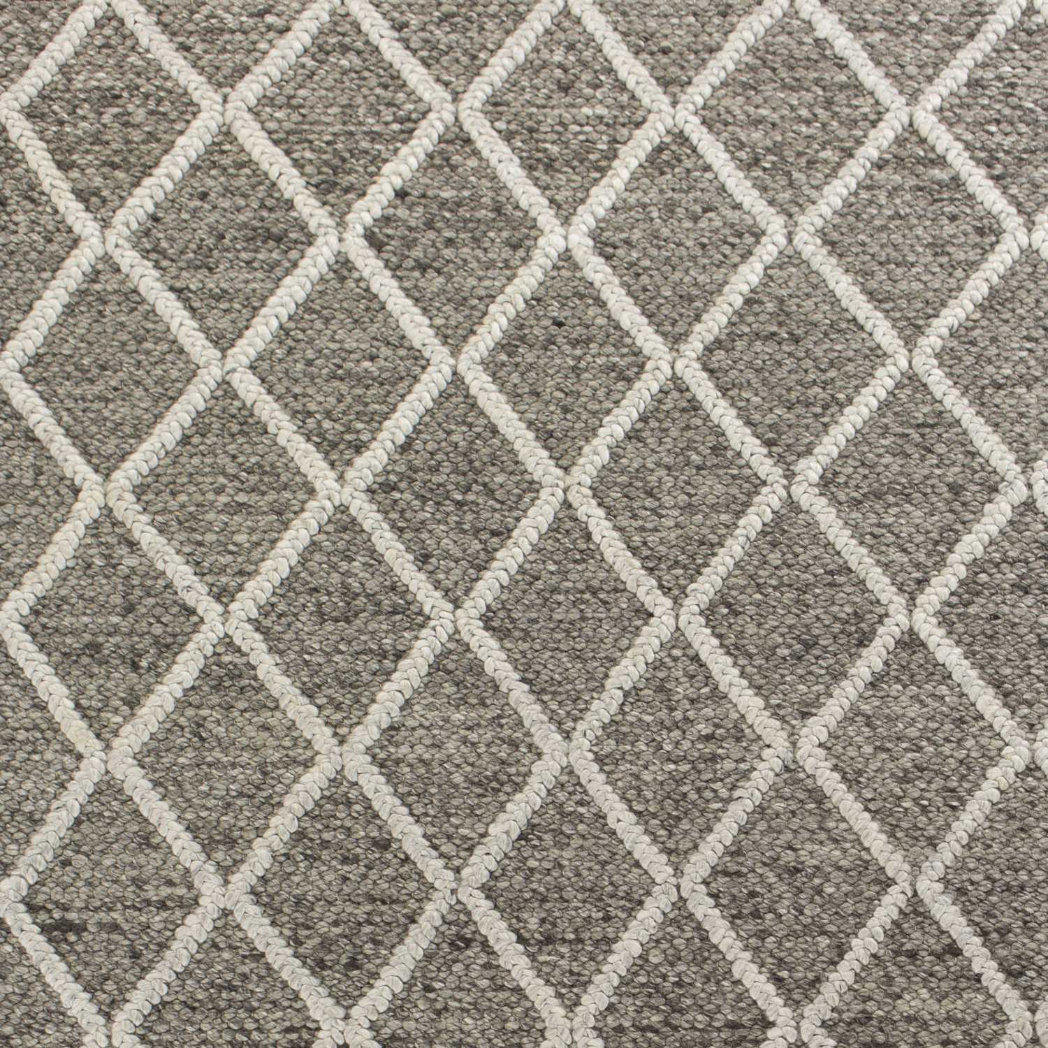 5' X 7' Dark Gray and Ivory Wool Diamond Hand Woven Berber Area Rug-Area Rugs-DECOROLALA