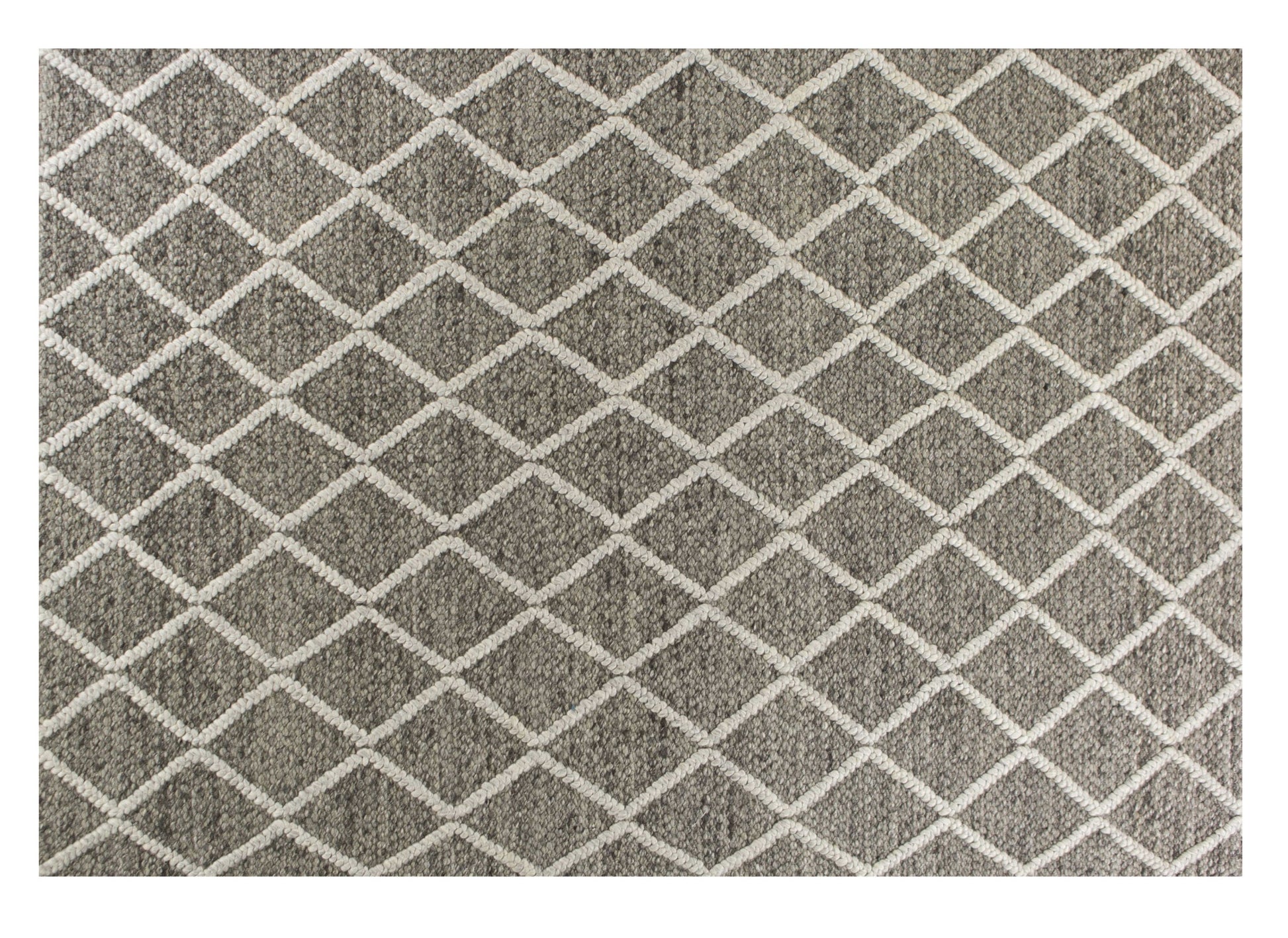 5' X 7' Dark Gray and Ivory Wool Diamond Hand Woven Berber Area Rug-Area Rugs-DECOROLALA