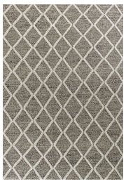 5' X 7' Dark Gray and Ivory Wool Diamond Hand Woven Berber Area Rug-Area Rugs-DECOROLALA