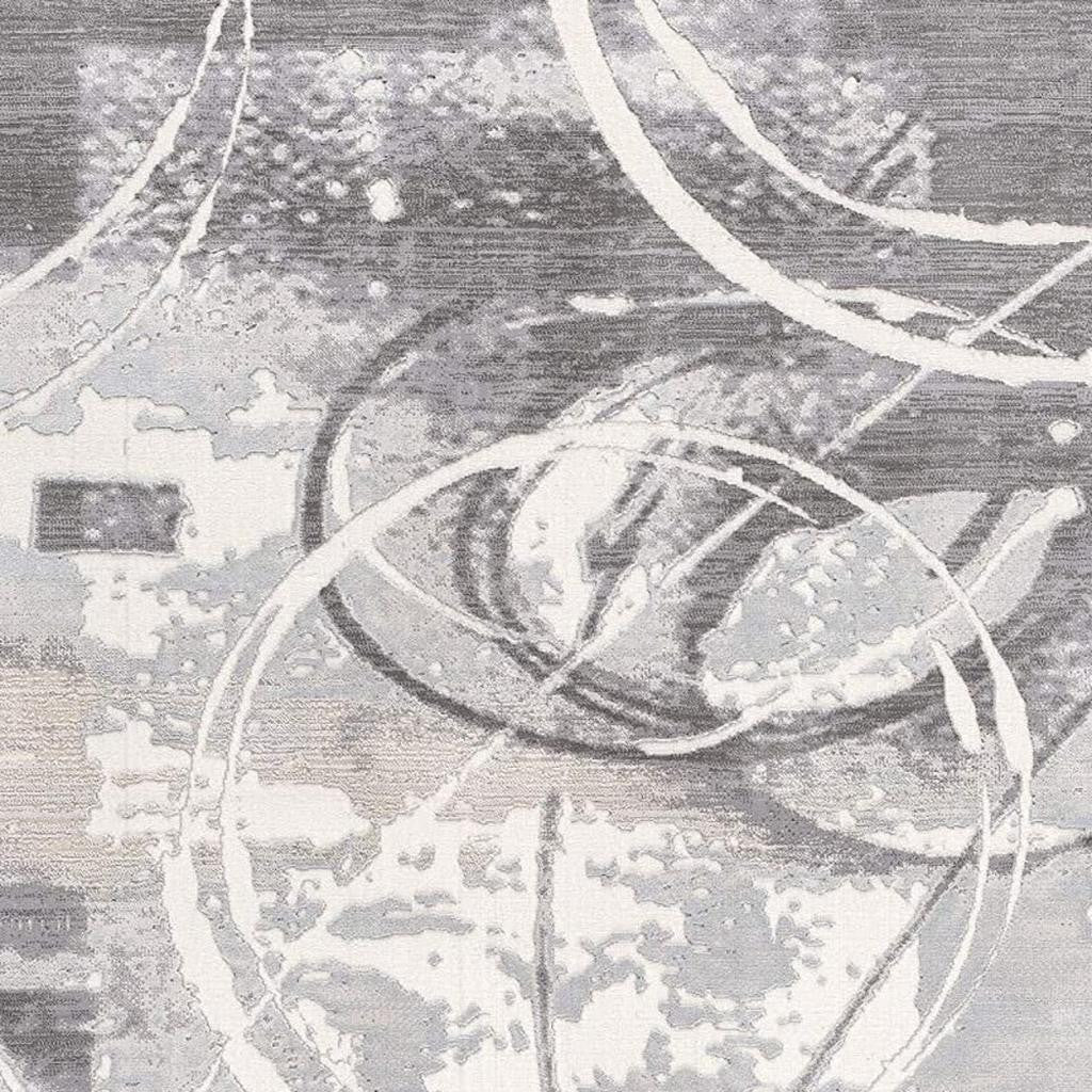 5' X 7' Gray Abstract Power Loom Area Rug-Area Rugs-DECOROLALA