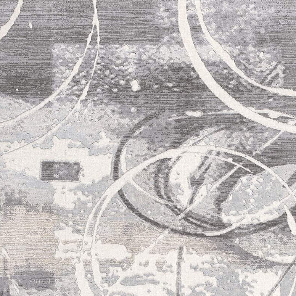 5' X 7' Gray Abstract Power Loom Area Rug-Area Rugs-DECOROLALA