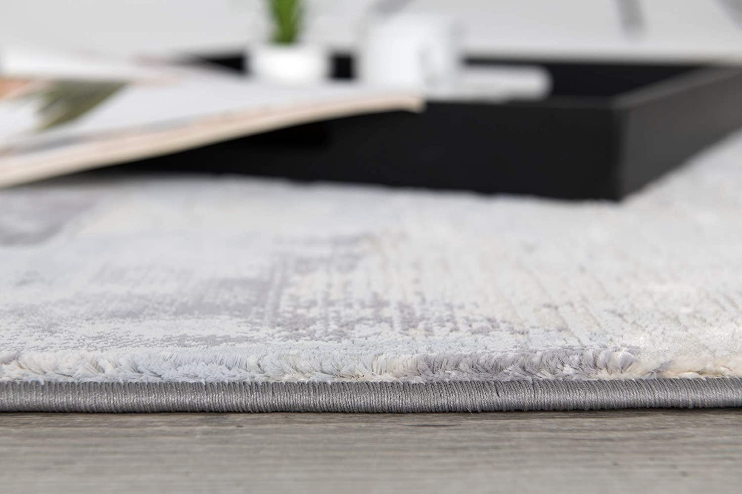 5' X 7' Gray Abstract Power Loom Area Rug-Area Rugs-DECOROLALA