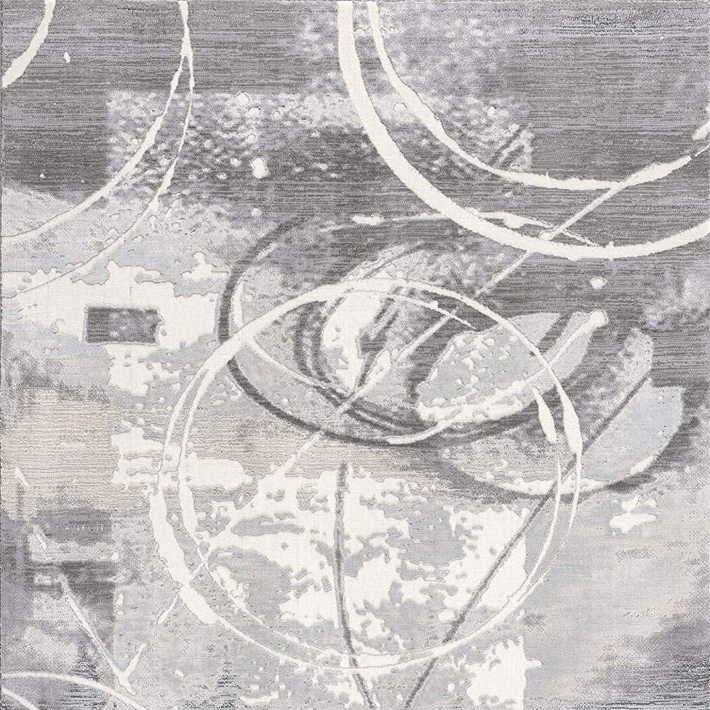 5' X 7' Gray Abstract Power Loom Area Rug-Area Rugs-DECOROLALA