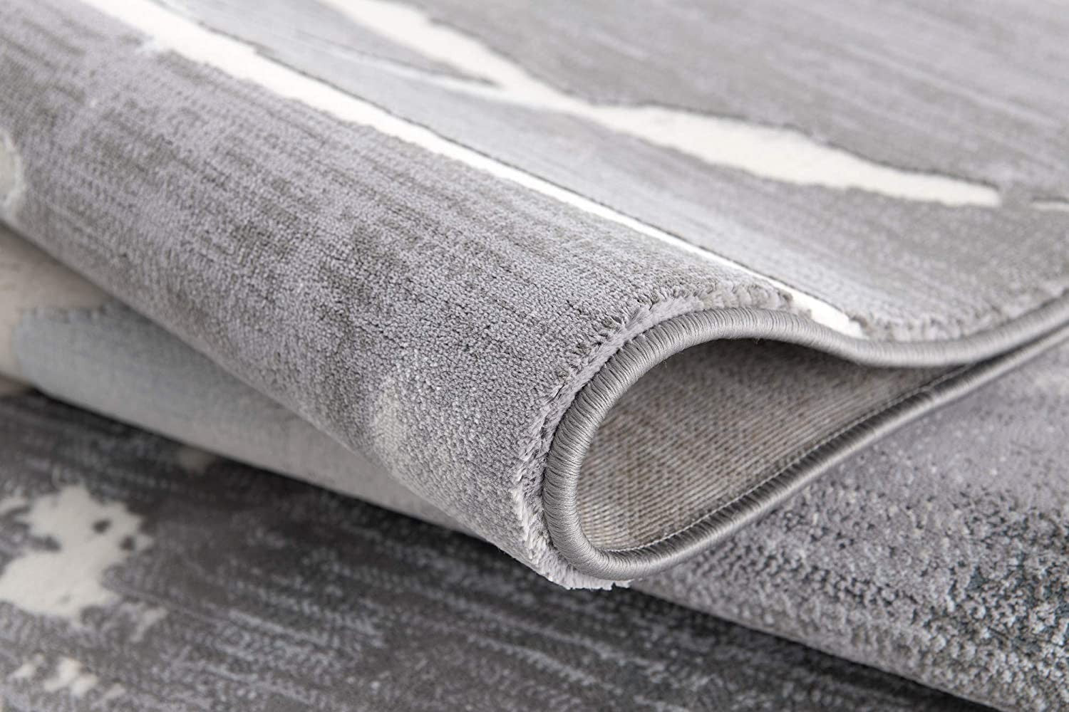 5' X 7' Gray Abstract Power Loom Area Rug-Area Rugs-DECOROLALA
