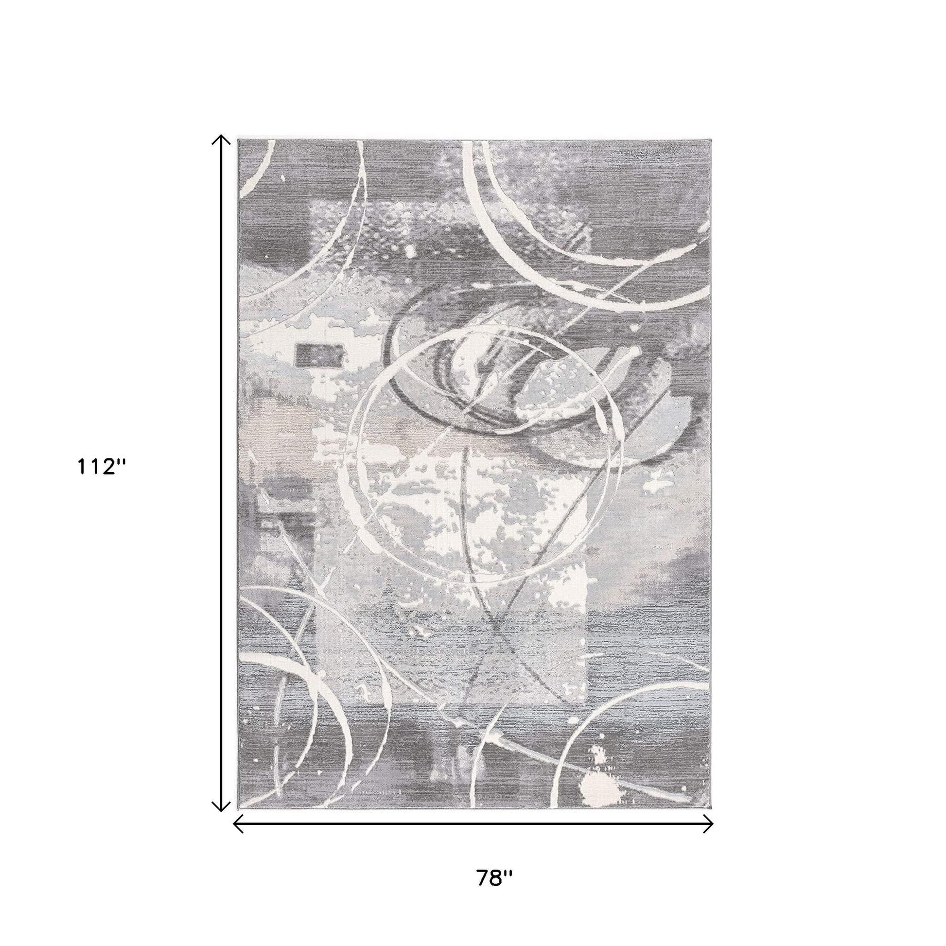 5' X 7' Gray Abstract Power Loom Area Rug-Area Rugs-DECOROLALA