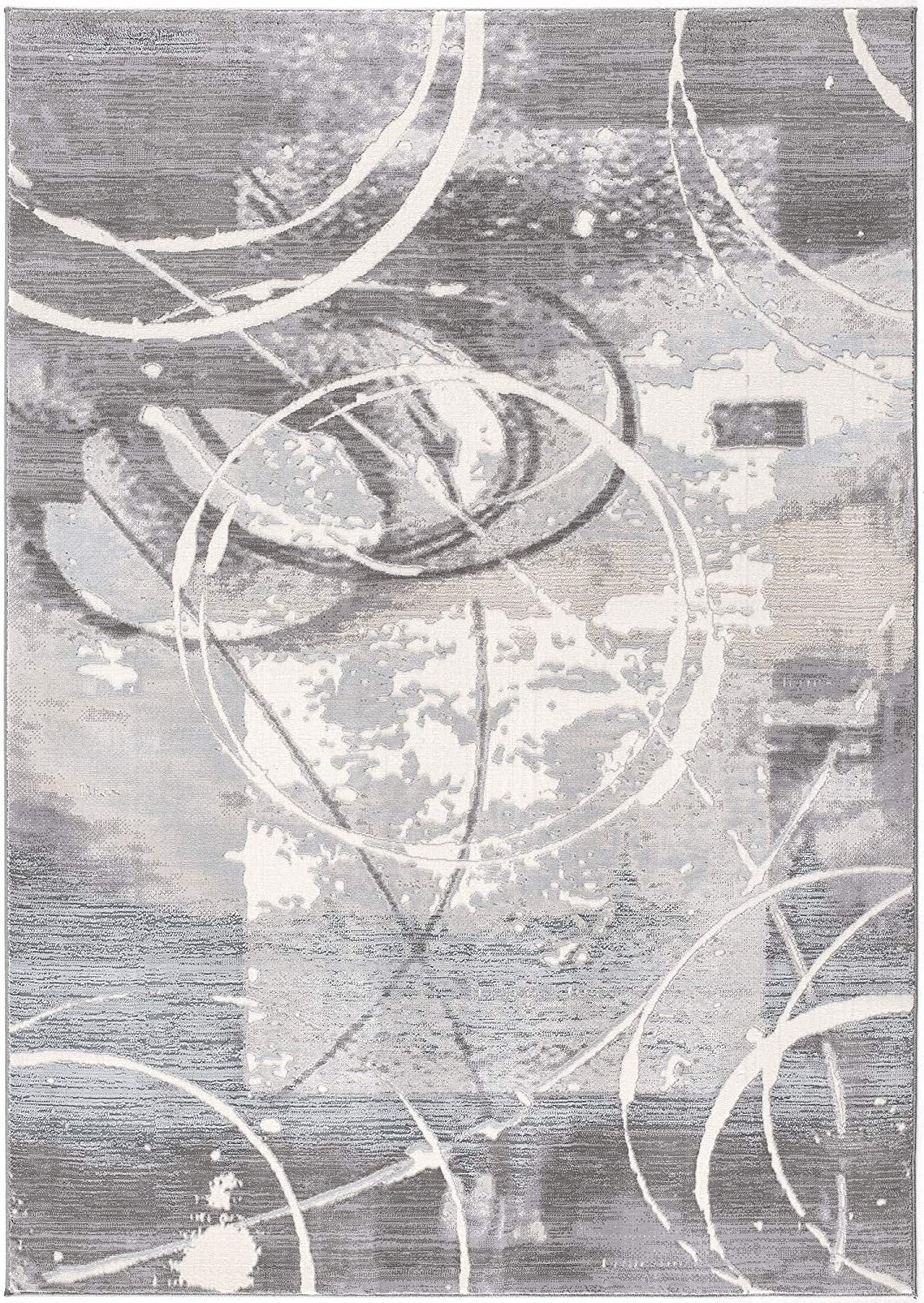 5' X 7' Gray Abstract Power Loom Area Rug-Area Rugs-DECOROLALA