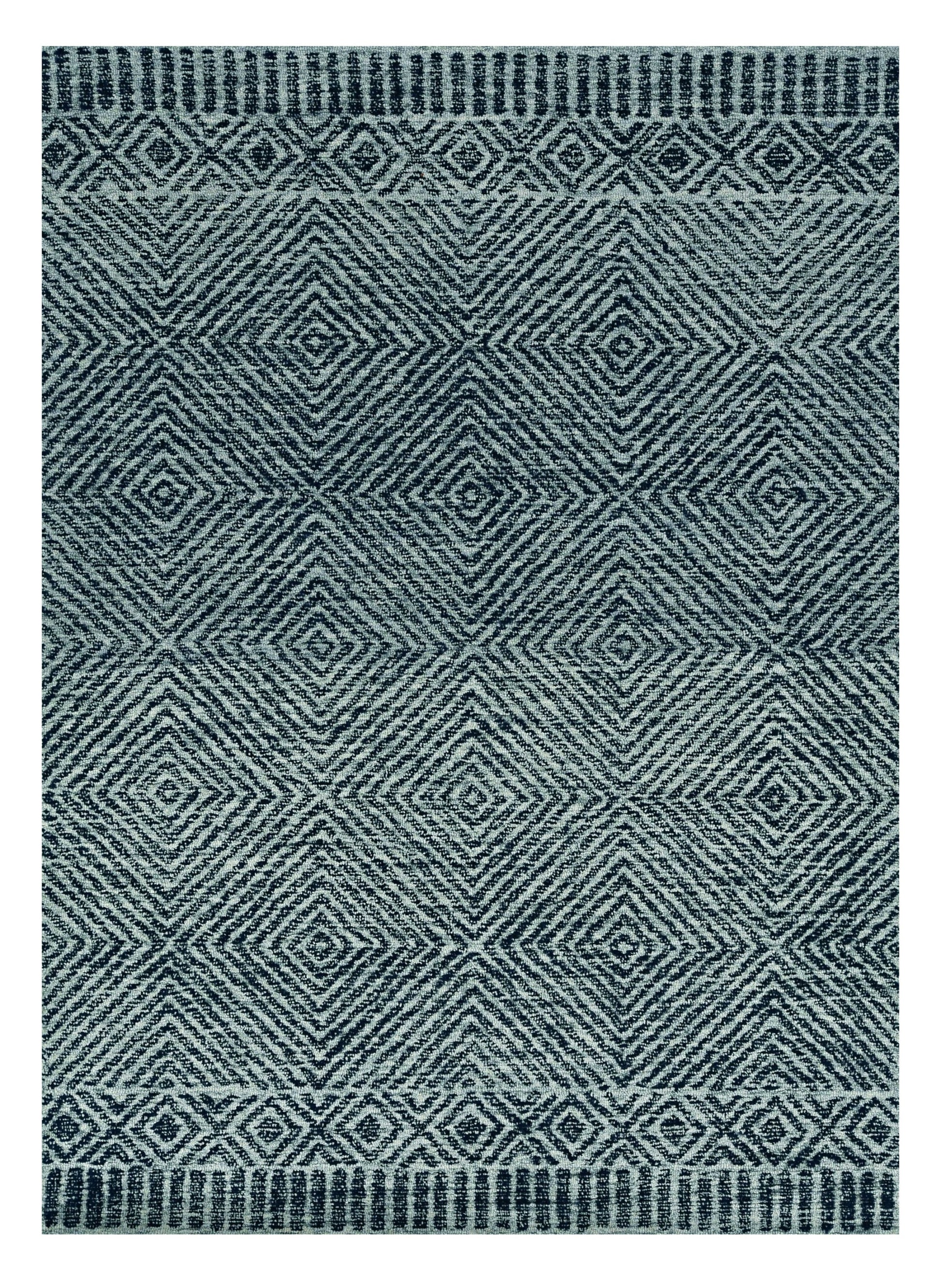 5' X 7' Gray And Black Wool Geometric Hand Tufted Area Rug-Area Rugs-DECOROLALA