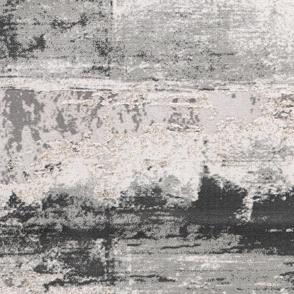 5' X 7' Gray And Ivory Abstract Dhurrie Area Rug-Area Rugs-DECOROLALA