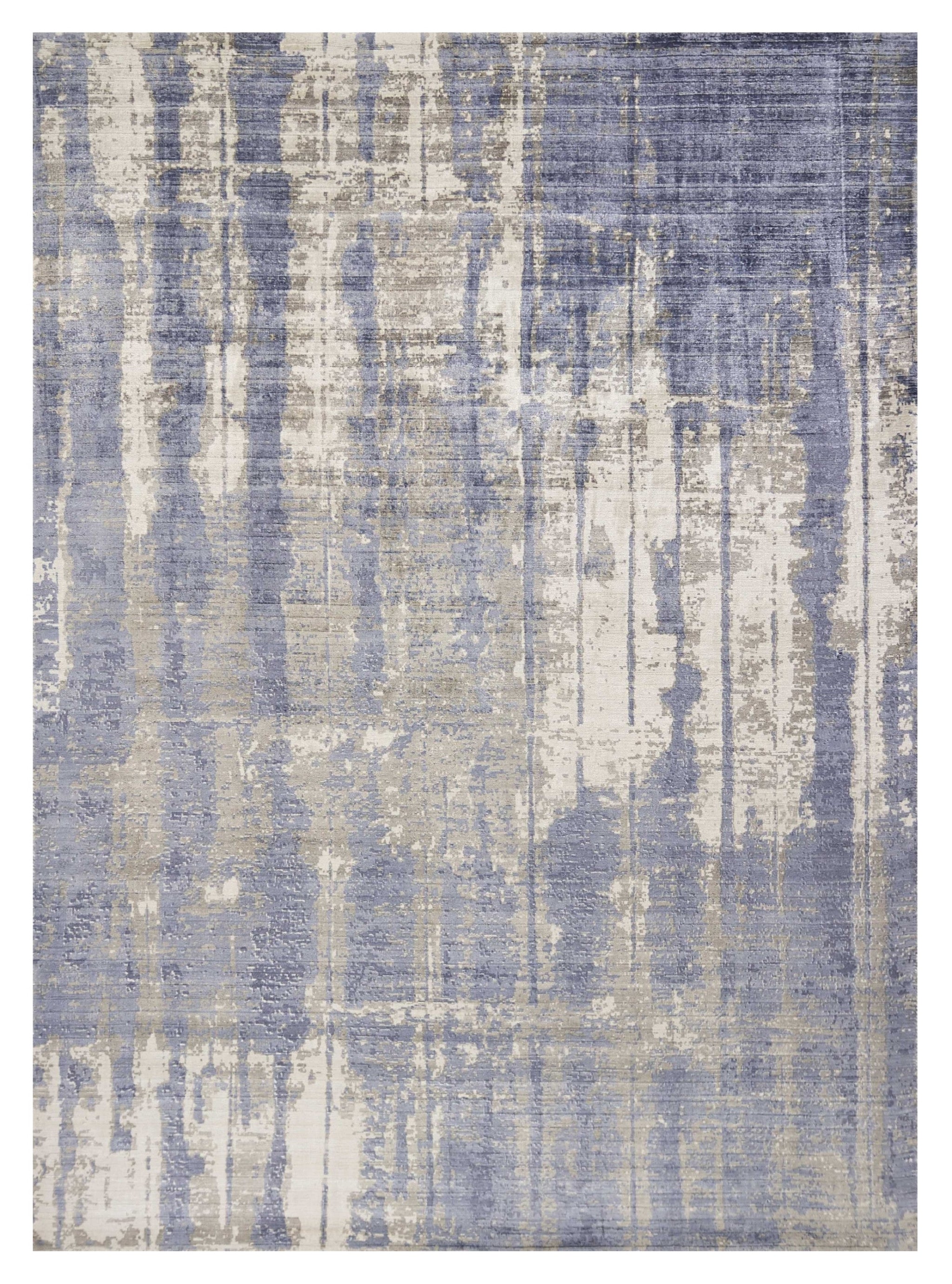5' X 7' Gray And Ivory Abstract Hand Loomed Area Rug-Area Rugs-DECOROLALA