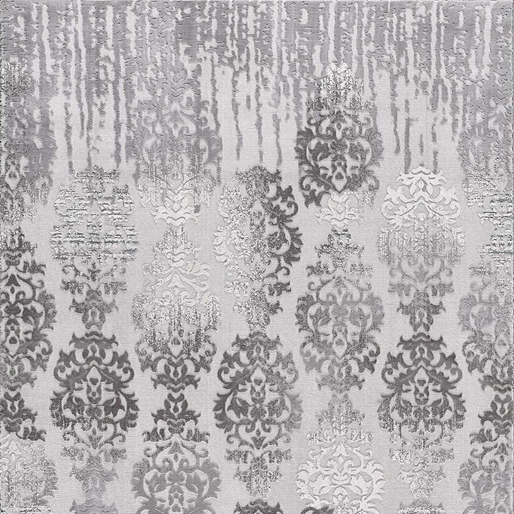 5' X 7' Gray Damask Power Loom Area Rug-Area Rugs-DECOROLALA