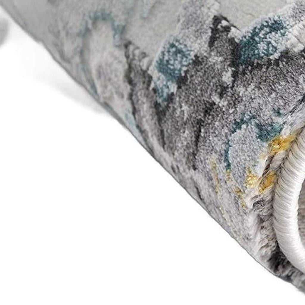 5' X 7' Gray Damask Power Loom Area Rug-Area Rugs-DECOROLALA